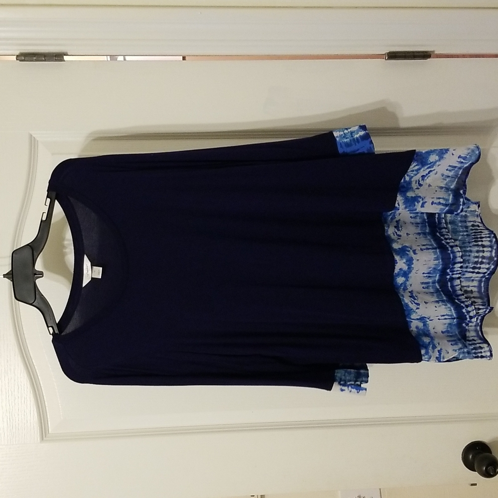 CJ Banks Navy Blue 3/4 Sleeve Tunic Top